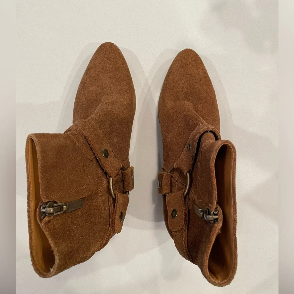 Saint Laurent Brown Suede Ankle Boots 37.5 - Picture 2 of 5